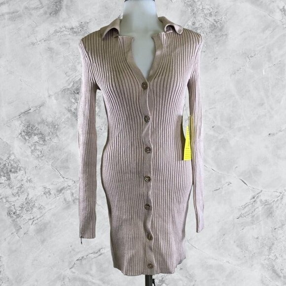 LPA Naolin Collar Mini Dress - Taupe - Picture 2 of 9